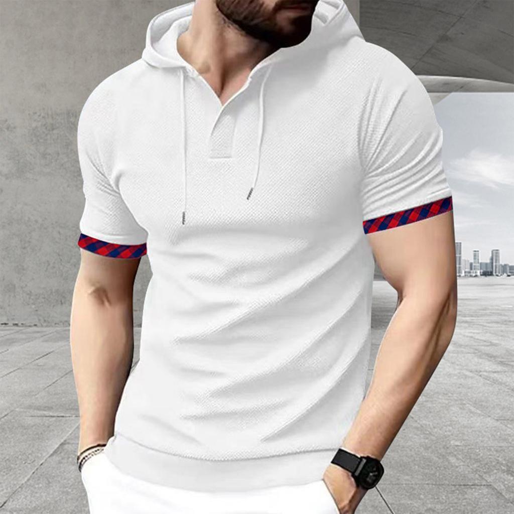Men's Plus Size Hooded Short-Sleeve Casual Sports Top
