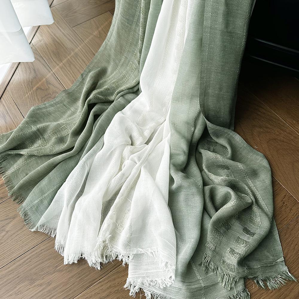 Cotton And Linen Silk Scarf Women'S Autumn And Winter Gradual Change Color Matching Japanese And Korean Ladies Mori Women Bamboo Yarn Shawl