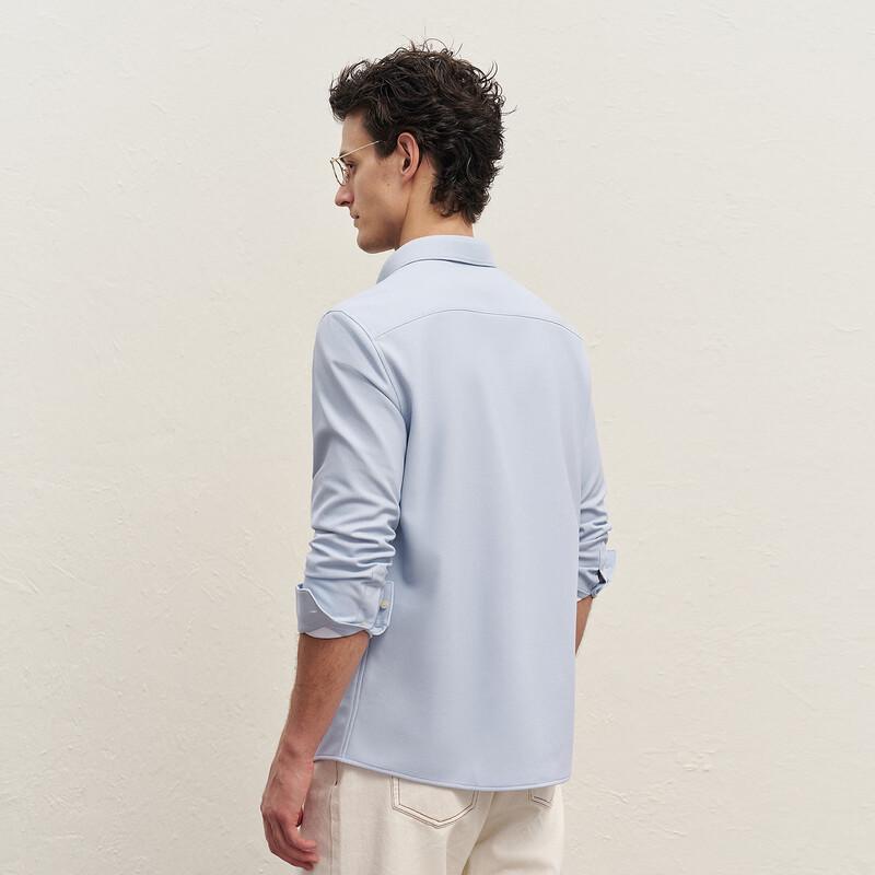 EMZ Men's Brushed Inner Long-Sleeve Business Casual Shirt