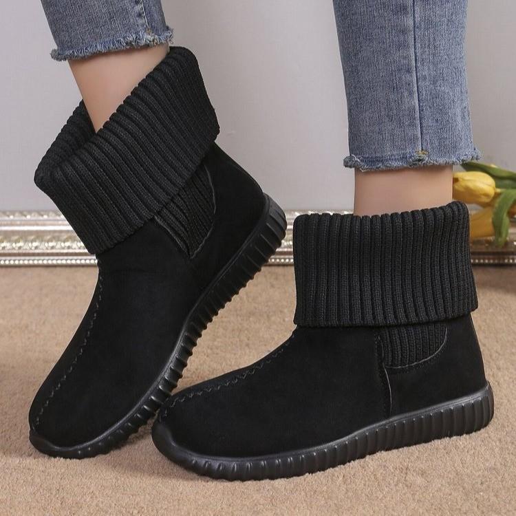 2025 autumn and winter women's fashion wool mouth short boots piled and thickened warm fashion flat bottom short boots wholesale