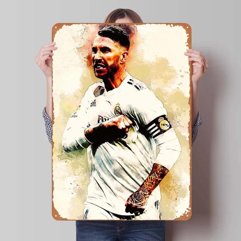 Sergio Ramos Metal Sign Sports Poster Room Decoration Man Cave Vintage Tinplate Sign Plaque for Wall Art Decoration Retro Home