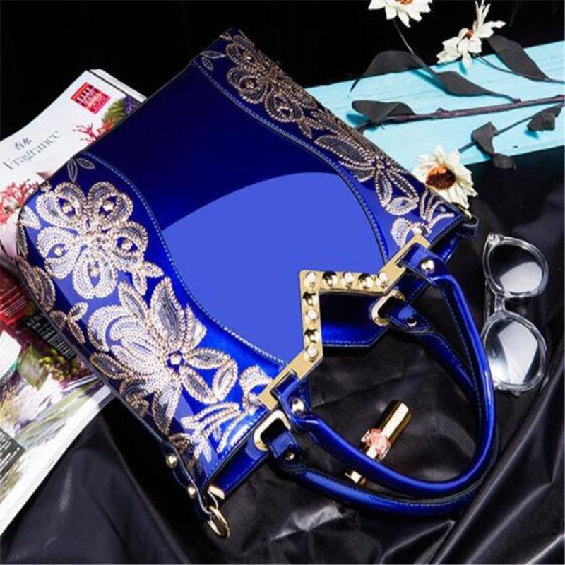 WTEMPO Frauen Mode Handtaschen Stickerei Pu Leder Schulter Tasche Dame Elegante Party Taschen