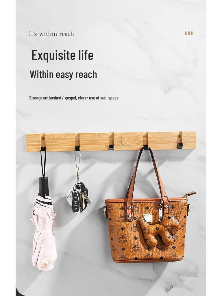Foldable Wooden Coat Rack: Invisible Wall-Mounted Hooks for Living Room and Behind-Door Use
