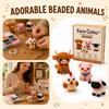3D Beaded DIY Farm Animal Kit for Kids and Adults Includes Cow and Chicken Models with Beads and Instructions 4 Piece Set for Handcrafting