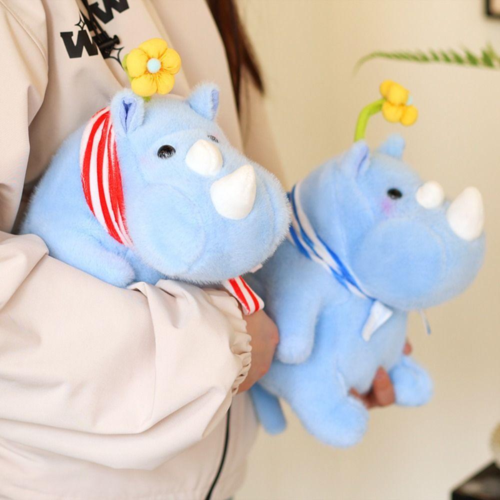 Fluffy Rhinoceros Plush Toy Interactive Stuffed Rhinoceros Doll  Party Supplies