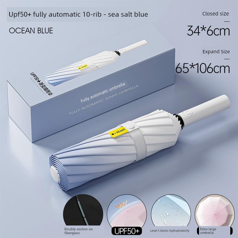 Fully Automatic, Enlarged, Reinforced, and Thickened Gradient Umbrella for Women, Dual-Use for Sun and Rain, Large Size for Men, Sun Protection, Uv