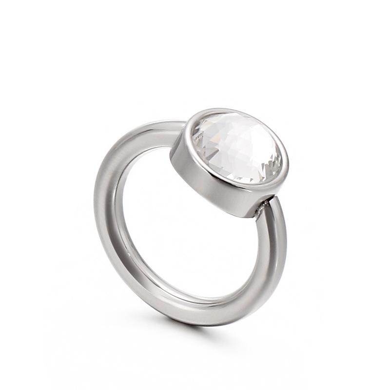 Korean Titanium Steel Crystal Multi-Color Cat's Eye Stone Ring