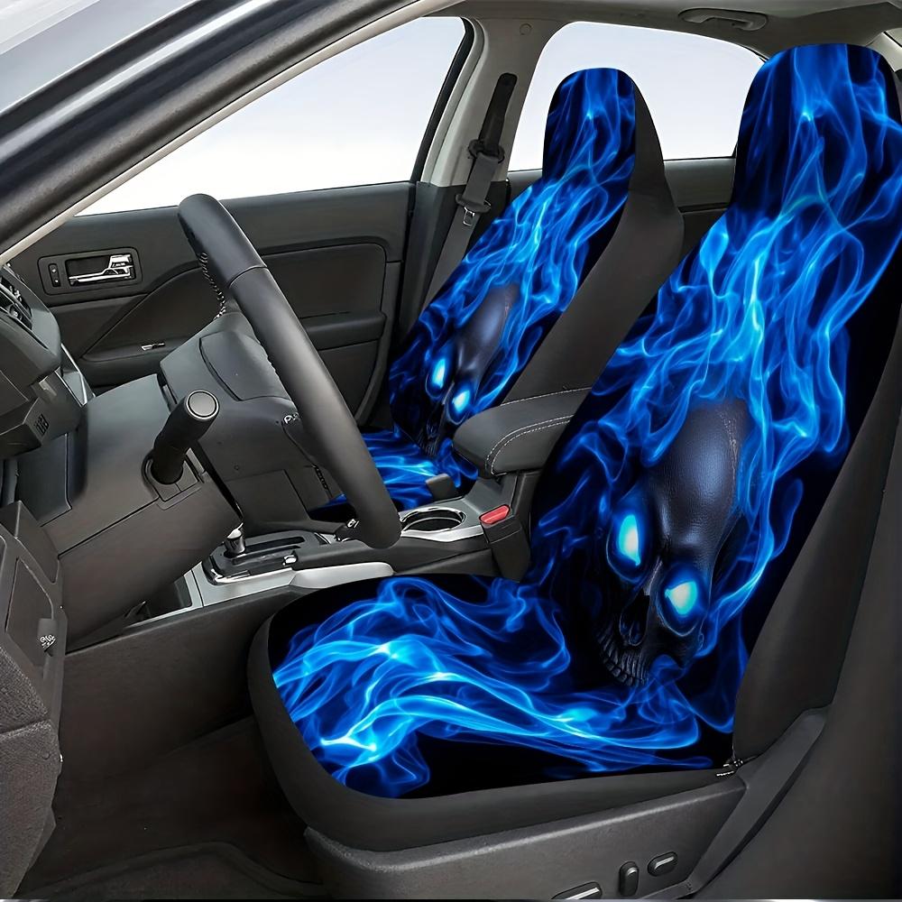 Set di 2, Distintivo Design Teschio con Fiamma Blu, Proteggi Sedili Auto, Accogliente e Adatto a Tutte le Stagioni, Ideale per Auto, SUV e