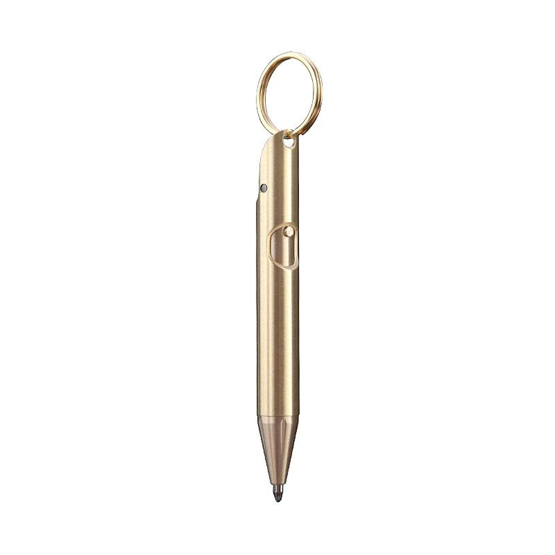Mini Brass Click Keychain Pen: Portable Pocket Ballpoint for Travel & Business 0.5mm