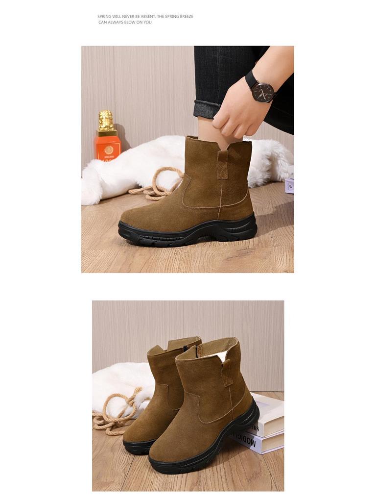Unisex Winter Fur-Lined Waterproof Slip-On Snow Boots