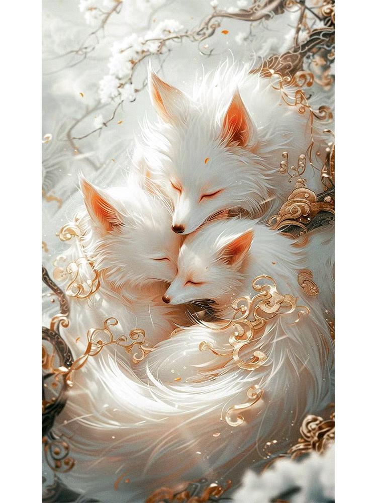 5D DIY Diamond Painting Dream Sun Moon Elf Fox New Series 2024 Mosaic Full Square Round Diamond Embroidered Home Decoration