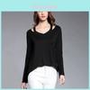Simple Solid Color Off Shoulder Design Women Long Sleeved Top For Fall Comfort
