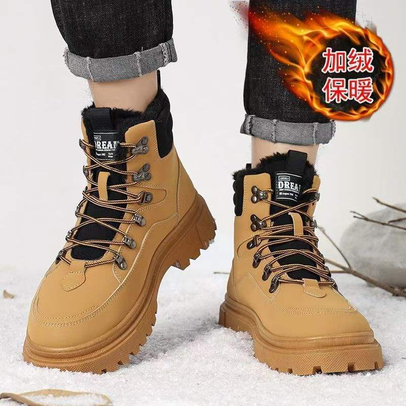 

Ботинки Мартина бархатные мужские туфли зима 2025 новые на толстой подошве с увеличением роста нескользящие рабочие ботинки морозостойкие теплые хлопковые ботинки 41 [Beige] Size 39-44