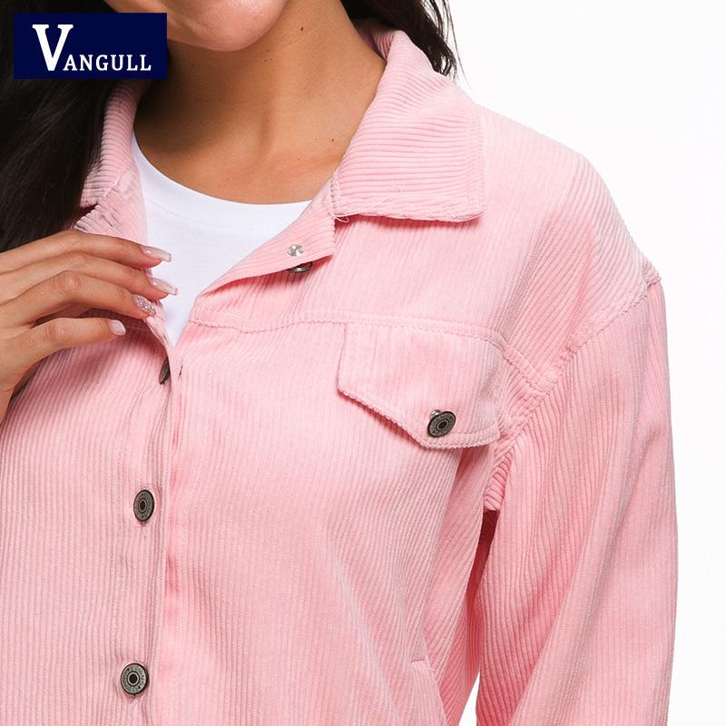 Jarní Ženy Pevné manšestrové svrchní oděvy Jednořadové krátké bundy Široký pas s dlouhým rukávem