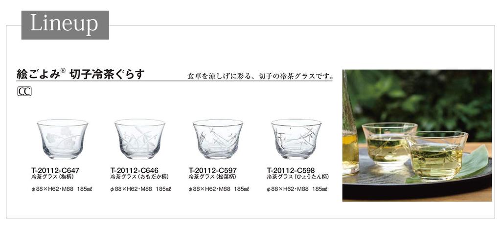 Egoyomi Kiriko Cold Tea Glass (Omodaka Pattern) 185ml X 3-Pack T-20112-C646