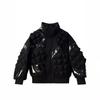 Trendy brand fashionable white duck down black down jacket women's winter stand-up collar tooling warm jacket