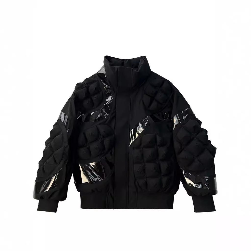 Trendy brand fashionable white duck down black down jacket women's winter stand-up collar tooling warm jacket