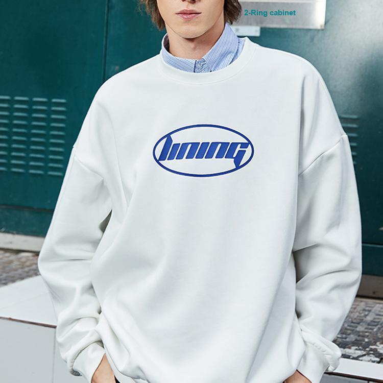 Felpa Pullover Foderata in Pile Li Ning Unisex Felpe Bianco Sporco AWDQC98-1