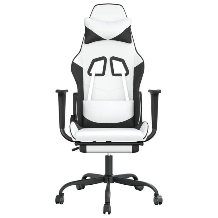 VidaXL Chaise de Jeu avec Repose-pied Pivotante Chaise d'Ordinateur Fauteuil Siège de Bureau Ergonomique Intérieur Blanc et 3143663