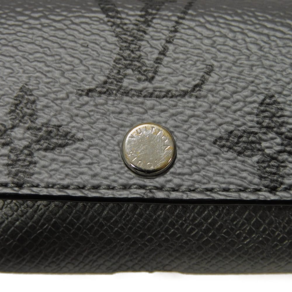 Used 12564 Earphone Pouch M77285 7950 LV Logo Flower Airpods Pro Case with Key Hook, Taiga Rama Monogram Silver Men's