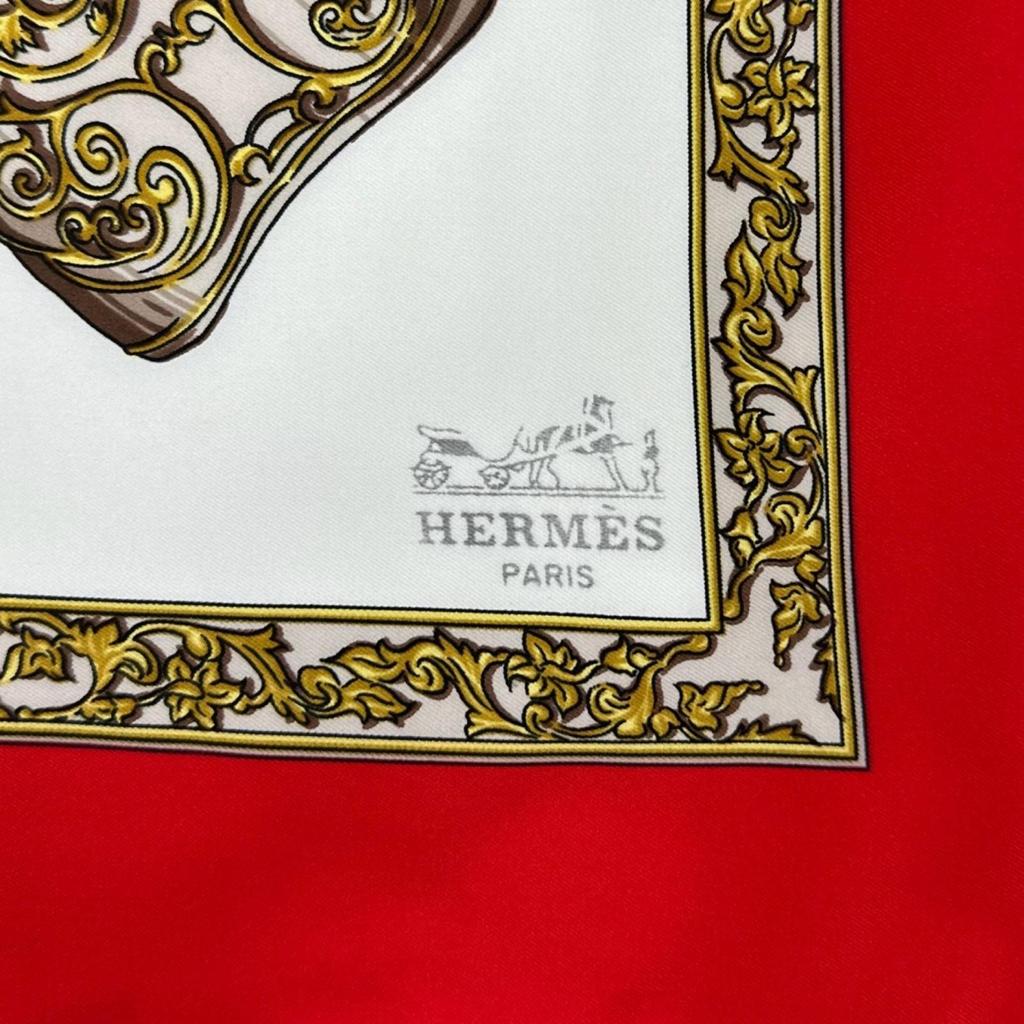 HERMES Diane Carre 90 scarf white Women used