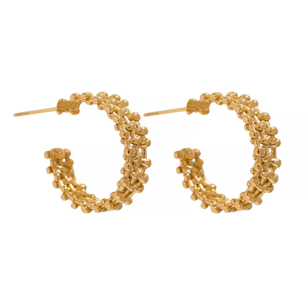

Yhpup Metal Temperament Golden Hoop Earrings Fashion Stainless Steel PVD Plated Charm Stylish Unique Personalized Jewelry Woman