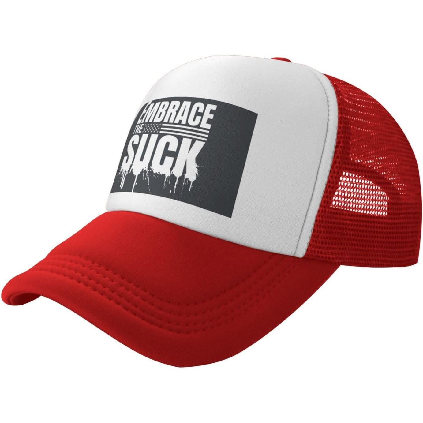 Embrace The Suck Trucker Hat Adjustable Mesh Baseball Cap Unisex Outdoor Graphic Sun Hat XS（old）
