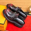 Large Size Metal Chain Casual Leather Shoes Afternoon Heel Half Drag Foot Bag Head Leather Drag