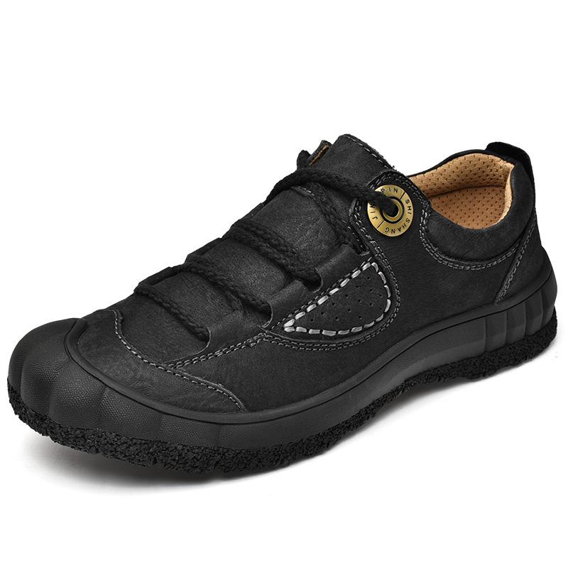 Leather Outdoor Casual Shoes Non-slip Low-top Lace-up Bag Head Hiking Shoes Men's Shoes Tooling Shoes Men's