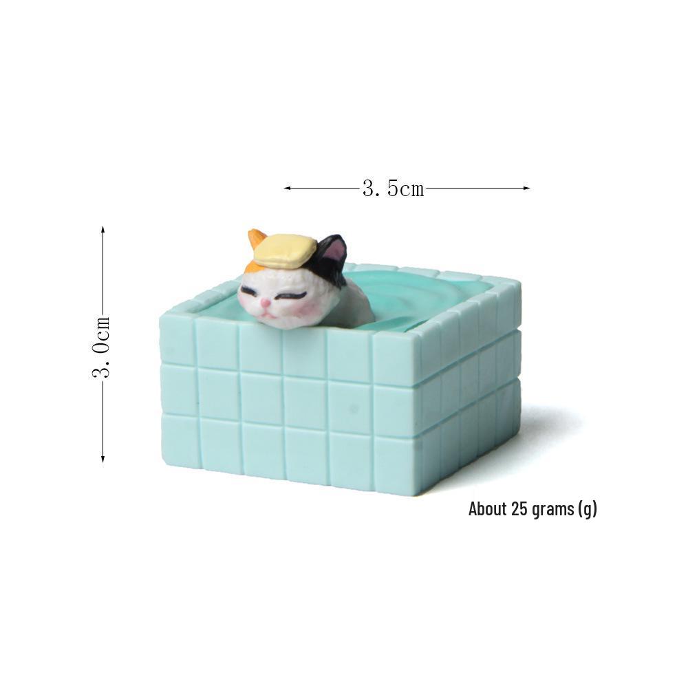 Creative Cat Meow Bath Bomb Set with Blue Tub and Hand-Painted Figurines for Micro Landscape Gardening