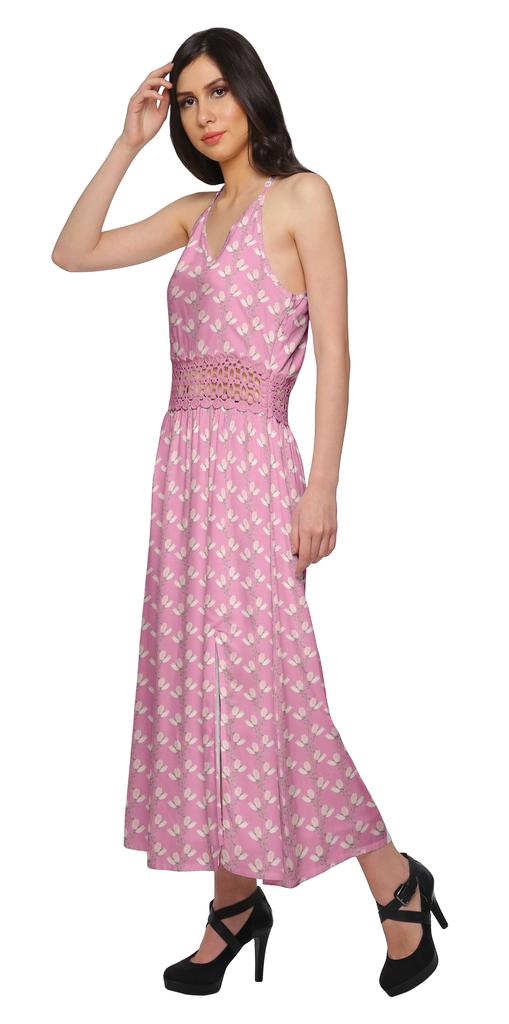 Moomaya Womena    S Sleeveless Maxi Dress With Trim Lace Spaghetti Strap Summer