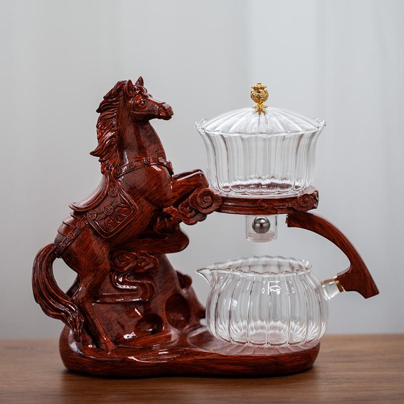 Creative Horse Teapot Full Automatic Glass Teapot Infuser Magnetic Water Diversion Heat-resistant Kungfu Tea Drinking Tea Set
