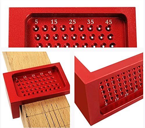 CarAngels Woodworking T-Square, Direct Marking Ruler, Right-Angle Gauge, High-Precision 1mm Hole Spacing, Aluminum Carpentry Marking Tool (T-50)