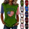 Blusa Feminina da Moda Casual de Manga Curta com Estampa e Gola Redonda