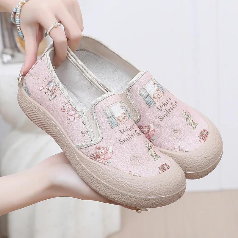

Fashion Women s Shoes 2025 Cross-border Spring New Thick-soled Breathable Casual Round Head Single Shoes Mother Shoes 41 розовый