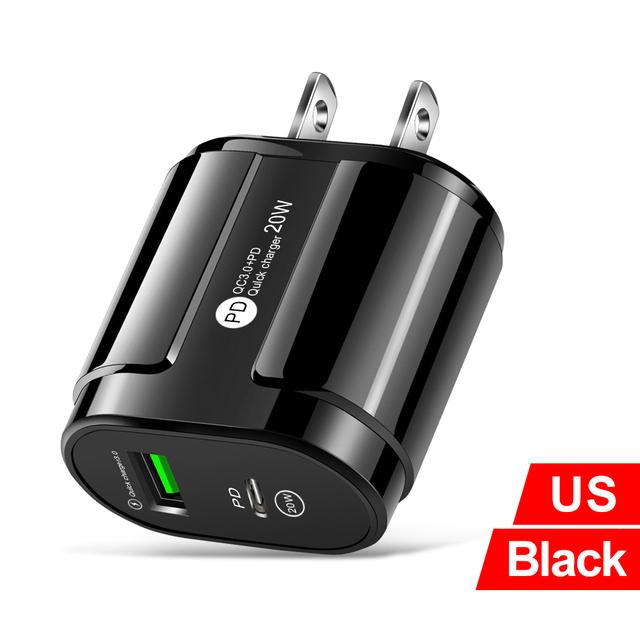 PD20W QC 3.0 Fast Chargerr EU US Plug Universal Wall Multiple USB C Adapter Phone Charger For iPhone 14 Samsung Xiaomi Huawei