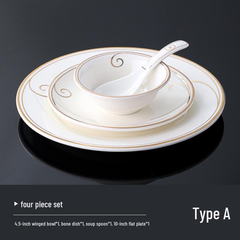 Hotel Restaurant Ceramic Tableware Set: Plates, Bowls, Cutlery, Chopsticks for Private Rooms - 7 or 8 Pieces