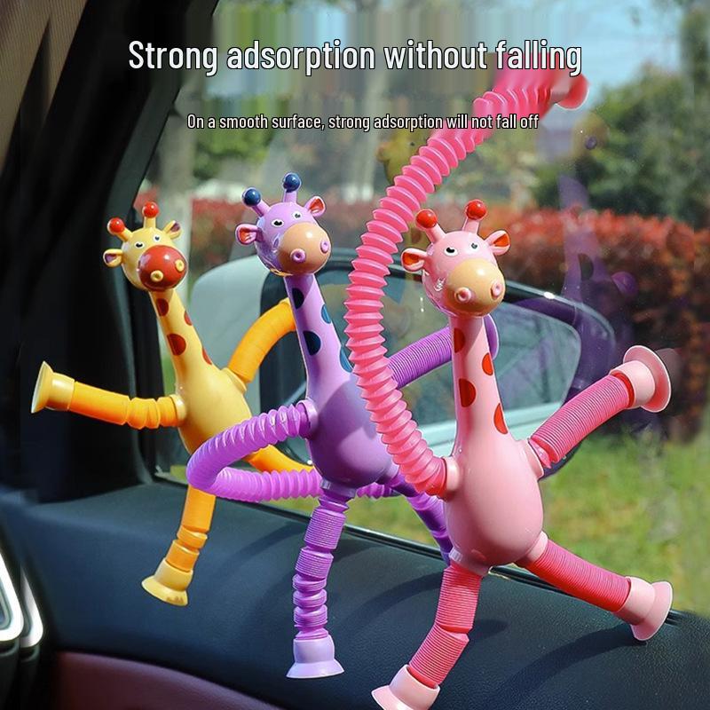 Adjustable Suction Cup Giraffe Telescopic Luminous Educational Toy for Kids