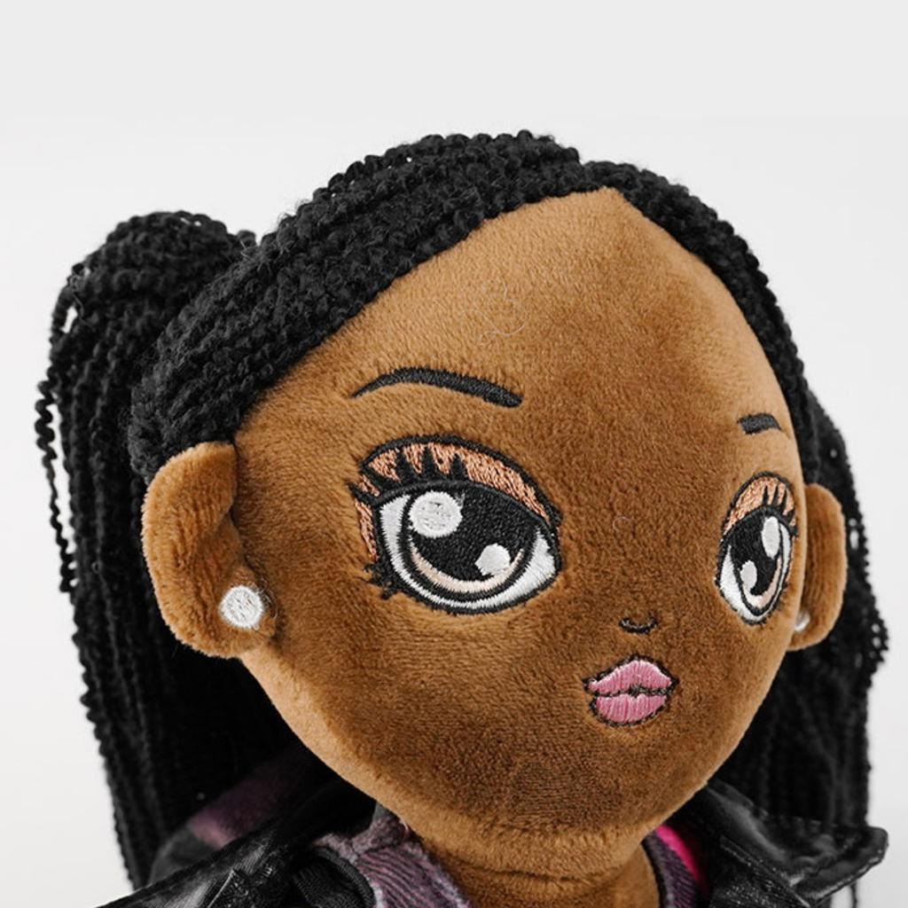 Cute Plush Toy, Long-Haired Black Girl Cartoon Doll, Figurine, Children'S Gift, Without Label
