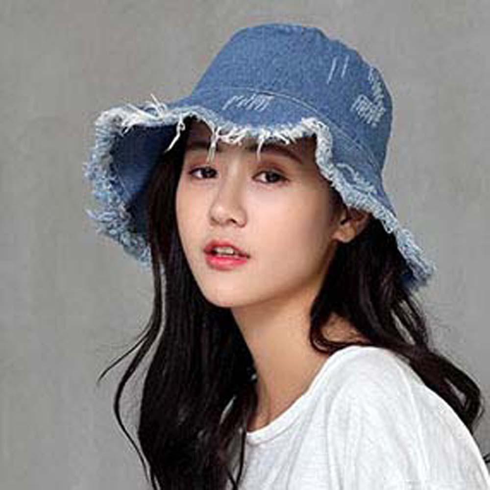 Retro Shabby Fisherman Hat Lightweight Sun Protection Basin Cap Cowgirls Denim Bucket Hats Summer