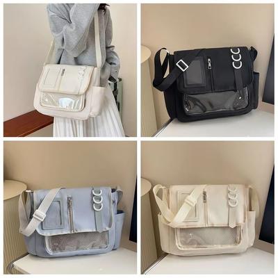 Solid Color Transparent Itabag Badges Display Plate Crossbody Bag Casual Harajuku School Bag  DIY