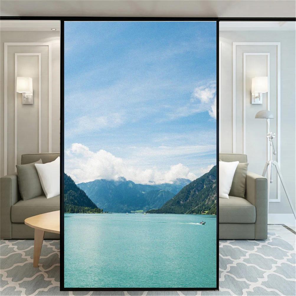 

Static Cling Decorative Windows Film Privacy Seaside View Glass Window Stickers Frosted Window Film for Home Decor (as the picture,40x60cm WxH)