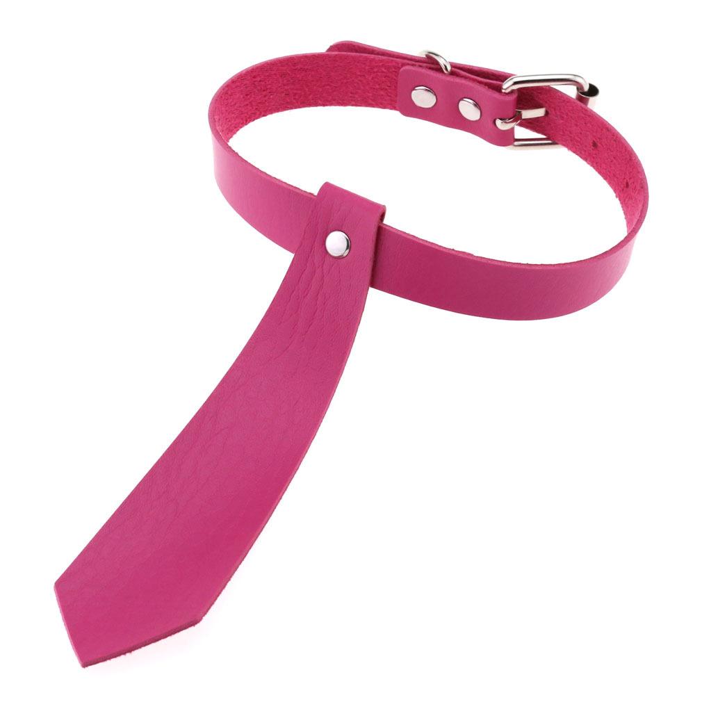 Fake Tie Integrated PU Leather Choker, Punk Tie Style Neckband Necklace