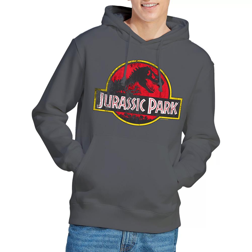 Jurassic Park Unisex Adult Distressed Logo Hoodie
