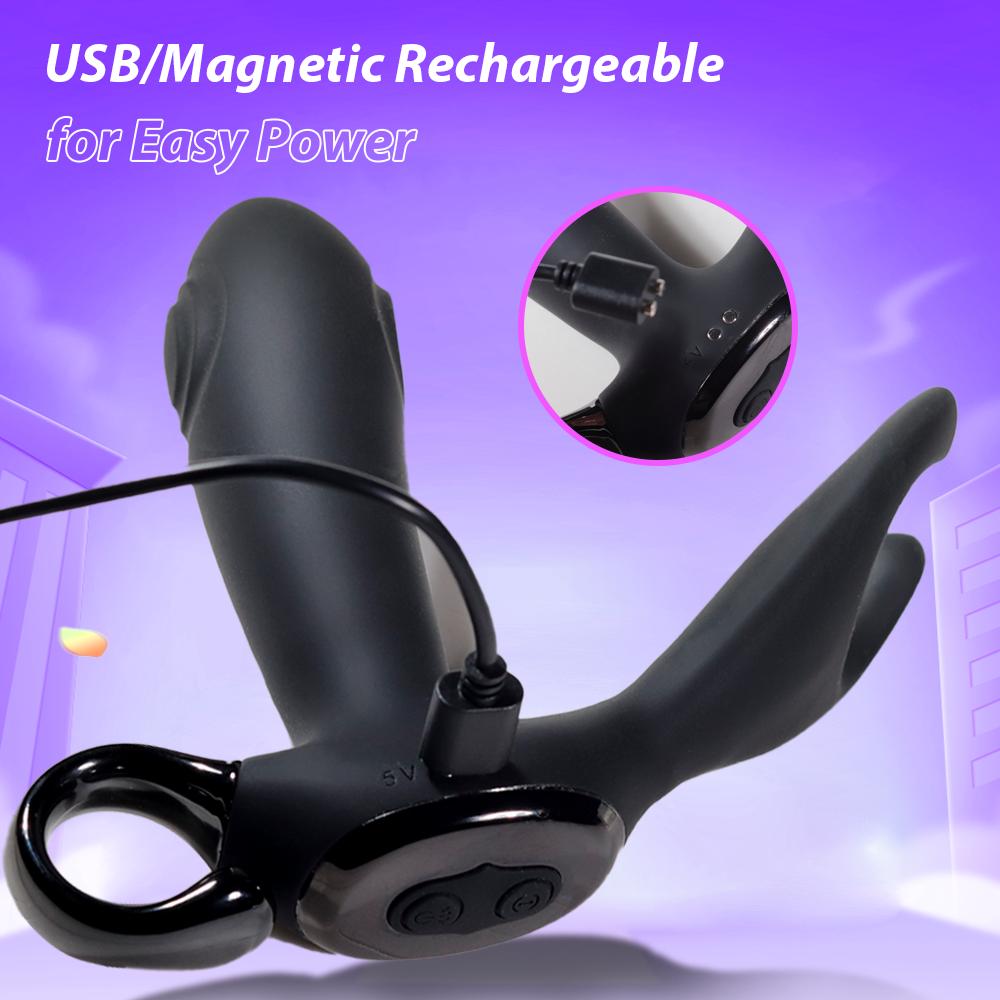 Prostate Massager Anal Vibrator Thrusting Vibrating 7 Modes with Cock Ring Anal Plug Anal Massager Male Sex Toys for Men Women and Couples