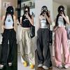 Schwarze Fallschirmhose mit hohem Bund – Lässig, weit geschnitten, Petite Jazz-Tanzbekleidung für Frühling und Herbst