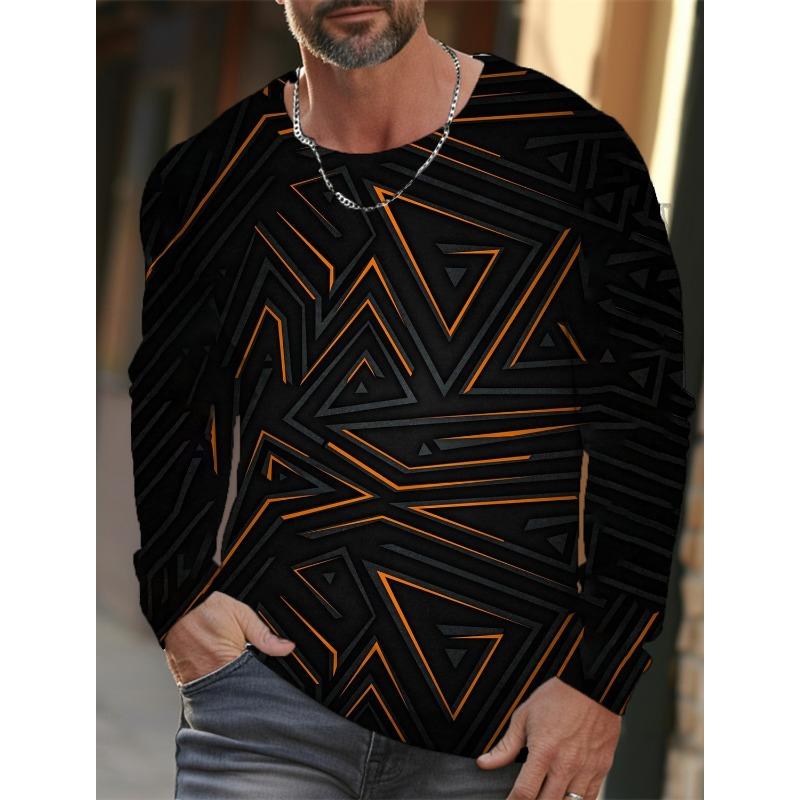 Simple Men's Sports Quick-drying Long-sleeved T-shirt 3D Printing High-definition New Sports Men's Autumn Casual Round Neck Tops