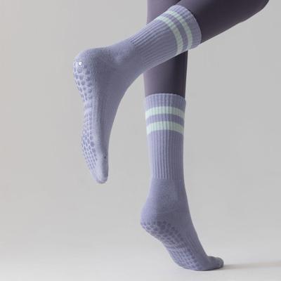Women's Non-slip Terry Yoga Socks - Silicone Grip, Pure Cotton, Mid-tube, Indoor Fitness & Pilates.