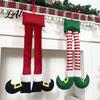 Festive Plush Car Accessory Christmas Elf Legs Santa Legs Hanging Ornaments Stuffed Xmas Pendant Pendant Fun Holiday Decor for Mirror Door Handle,