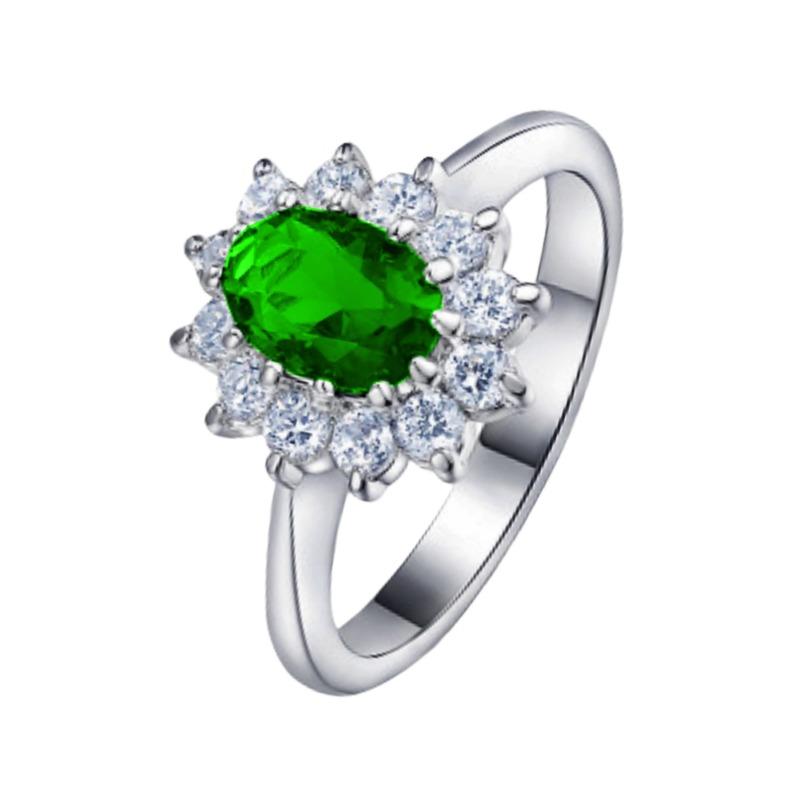 Hot Sale Concubine Popular Tanzanite Dark Blue Diamond Engagement Ring Green Zircon Real Gold Ring